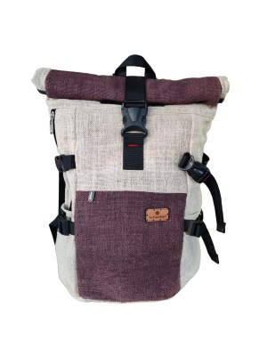Sac à dos Cavalier toile 100 pourcent chanvre Cacao et Naturel - Le Canebier en Provence2